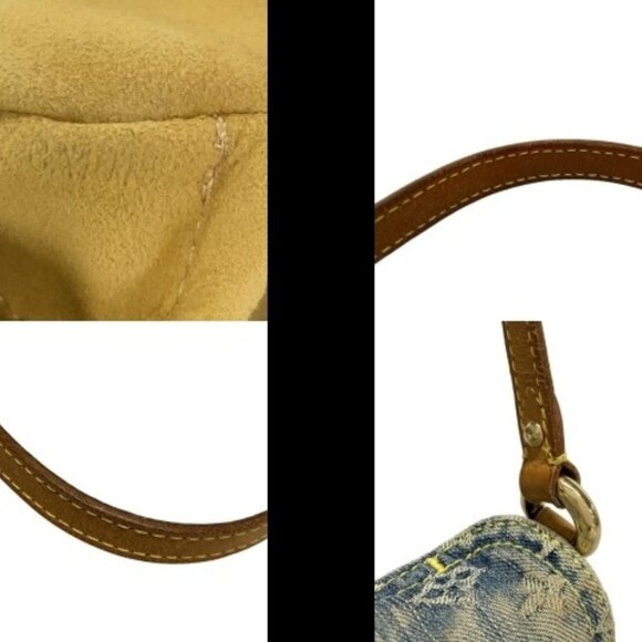 Authentic Louis Vuitton Denim Mini Pleaty Vintage Pouch Pochette Bag Monogram LV - Picture 9 of 11